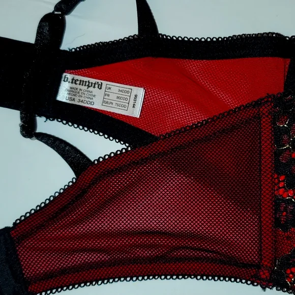 Wacoal b.tempt'd bra Ciao Bella 34-DDD NWT Black Red Gold - Picture 5 of 5